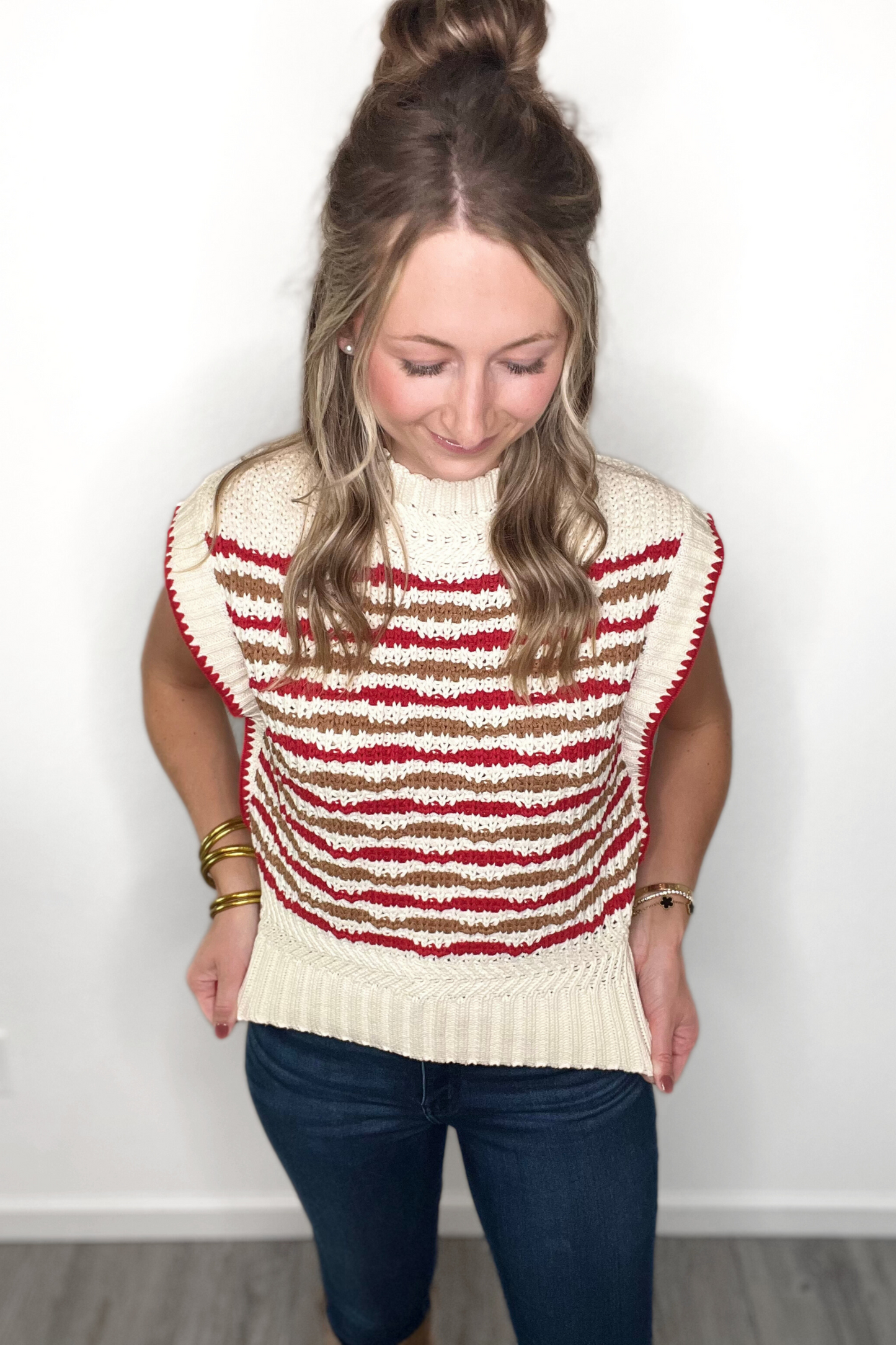Ivory Red Multi Sweater