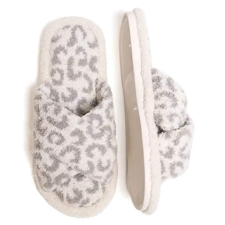 Grey Leopard Slippers