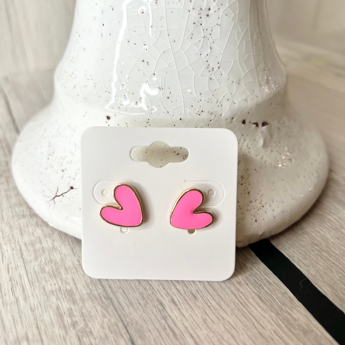 Pink Heart Studs