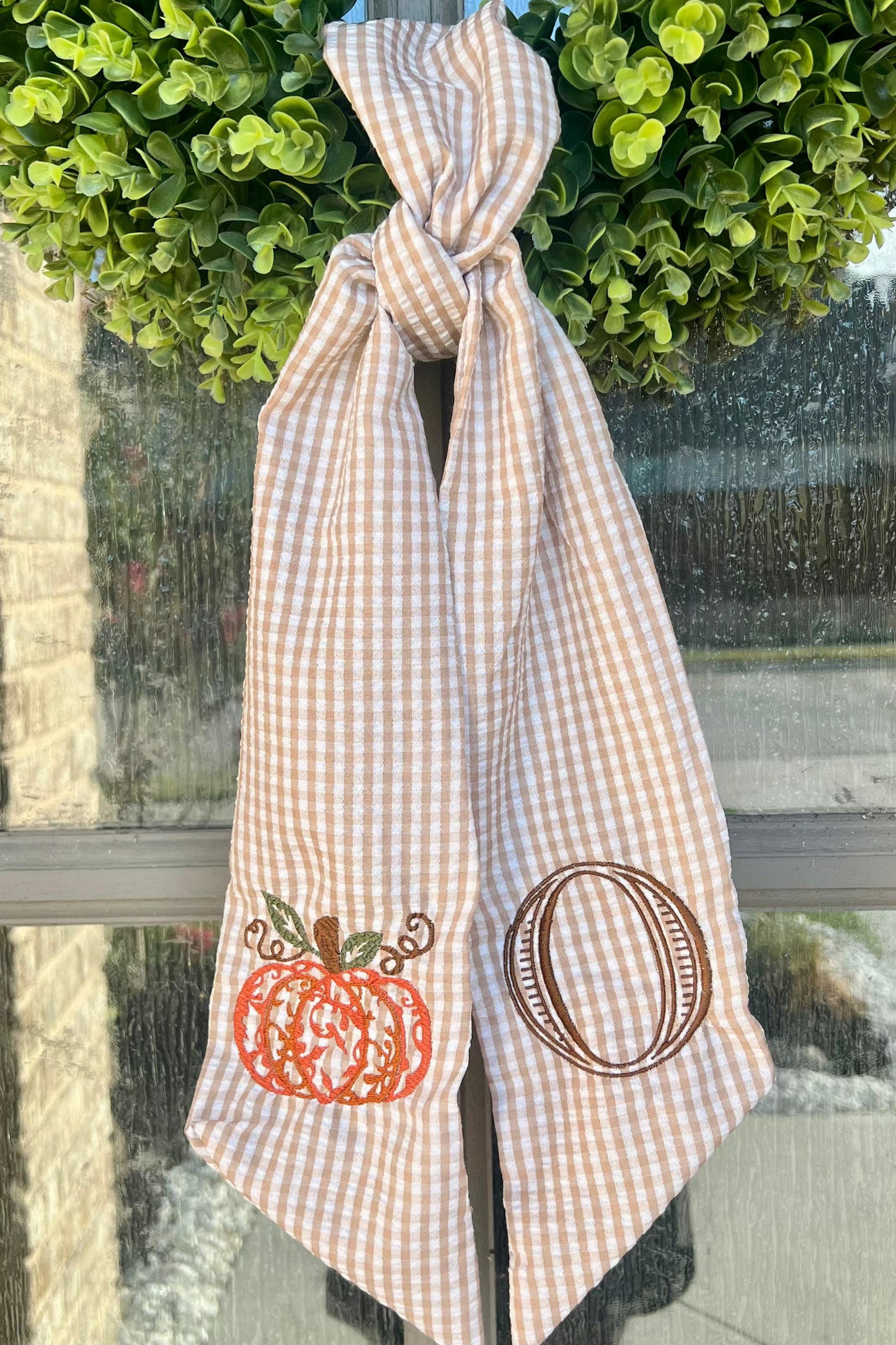 Pumpkin Initial Wreath Sash