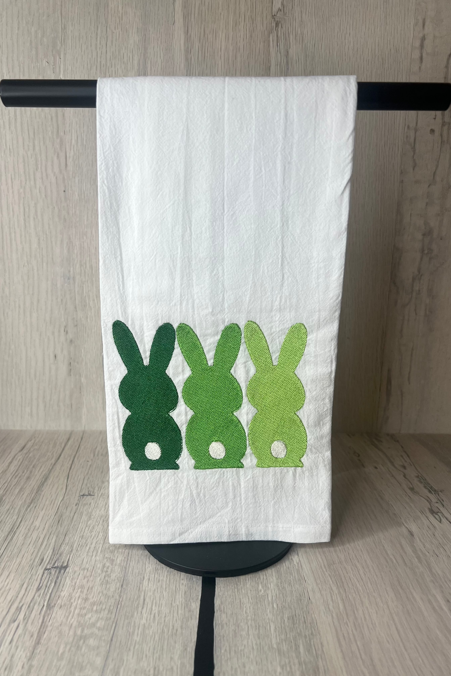 Green Ombre Bunny Tea Towel