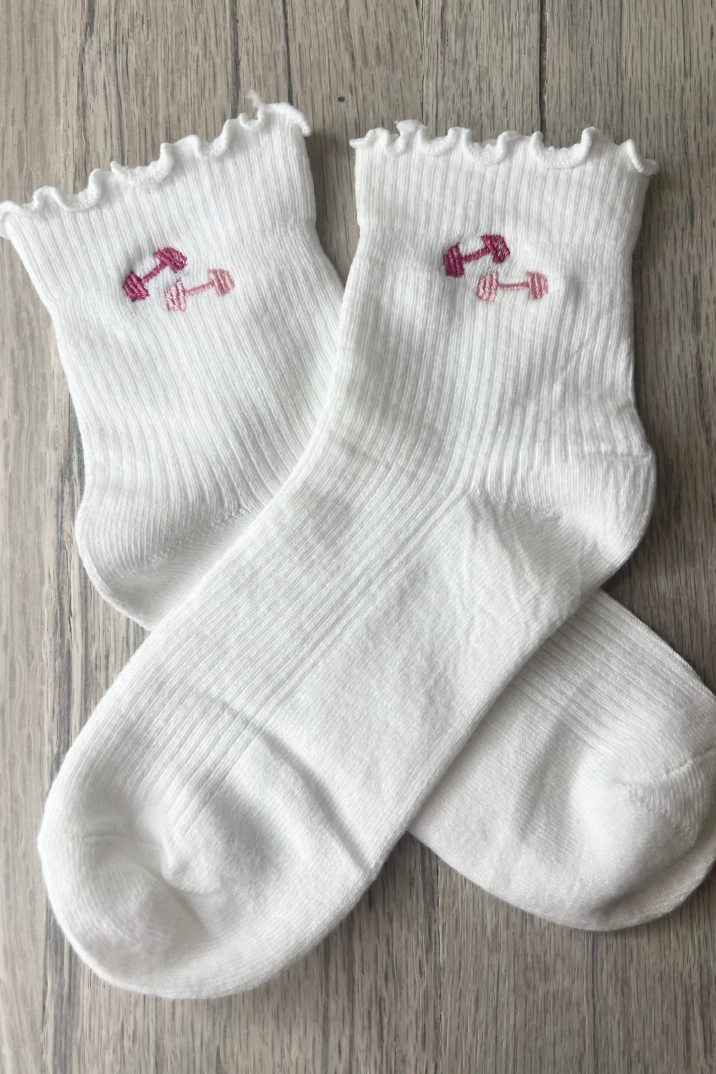 Dumbbell Embroidered Socks