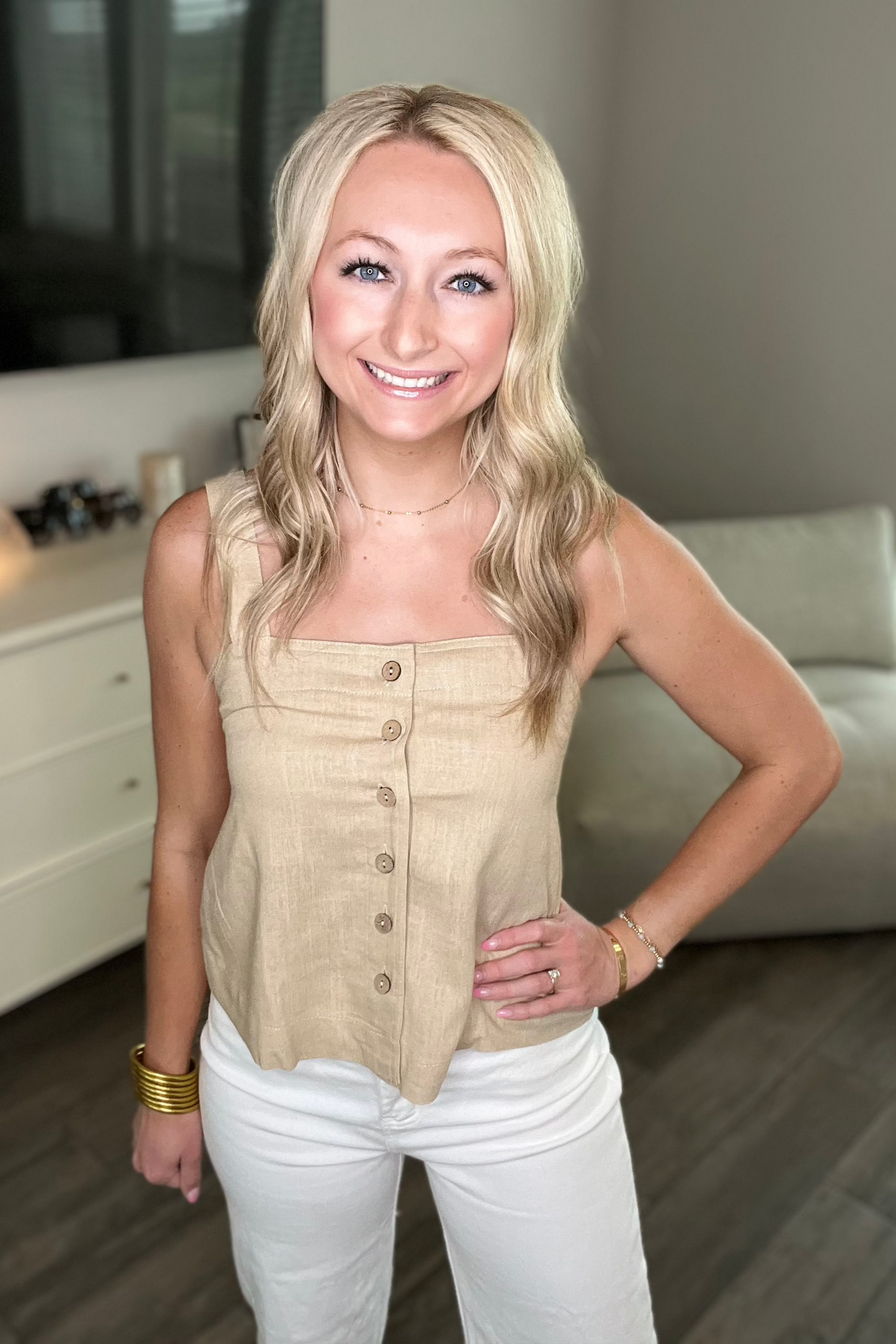 Linen Khaki Tank