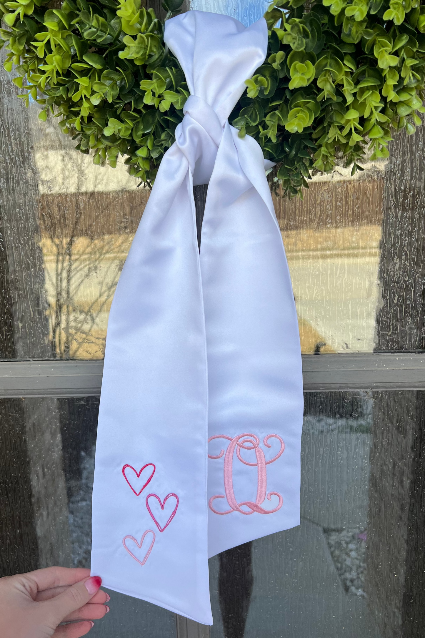 Triple Heart Wreath Sash