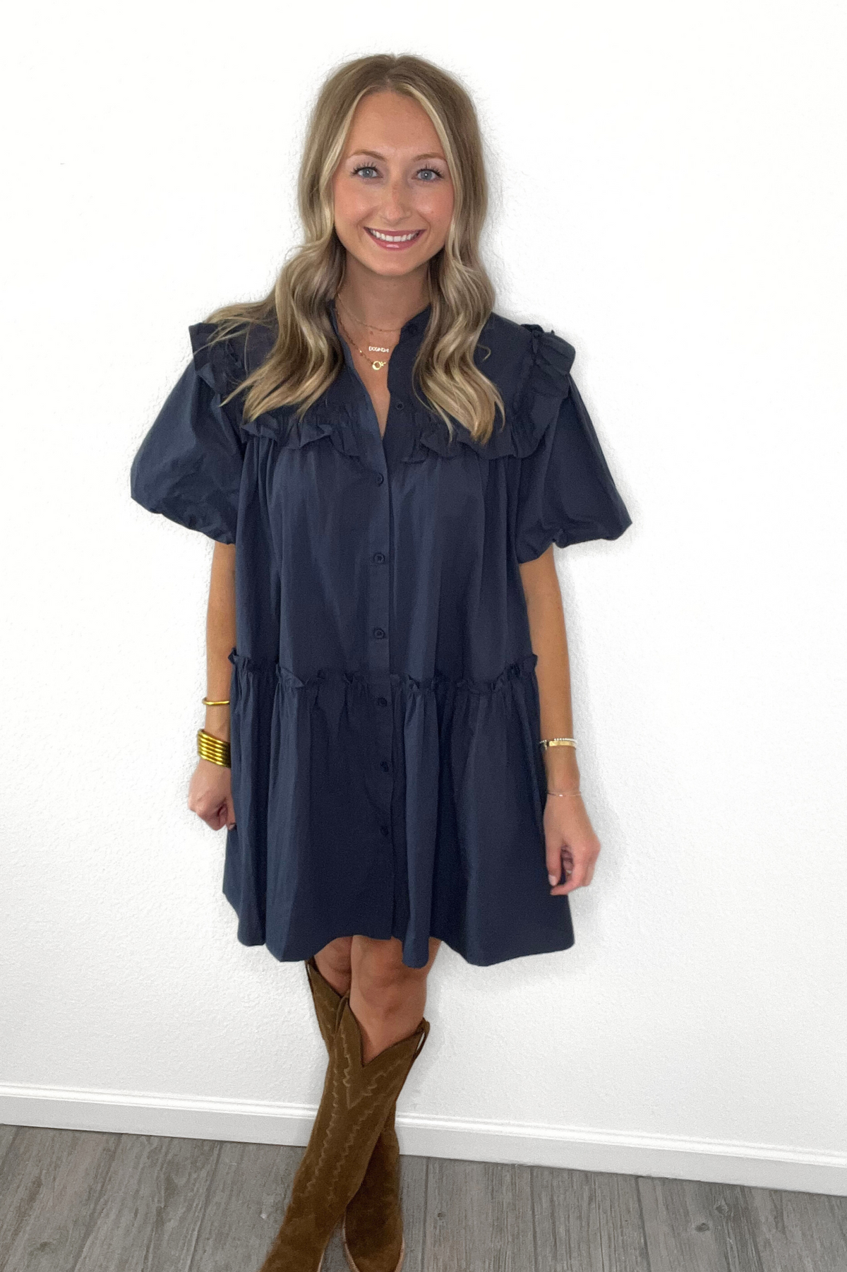 Navy Babydoll Dress