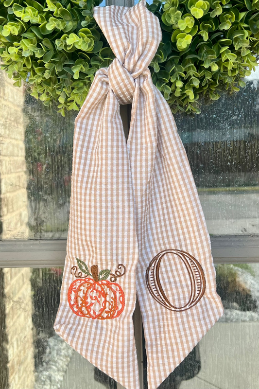 Pumpkin Initial Wreath Sash