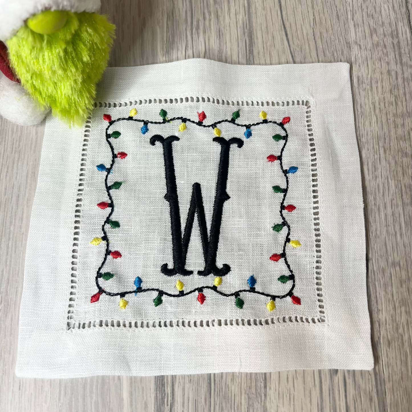 Initial Christmas Lights Cocktail Napkins