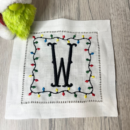 Initial Christmas Lights Cocktail Napkins