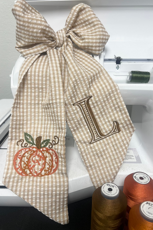 Pumpkin Initial Wreath Sash