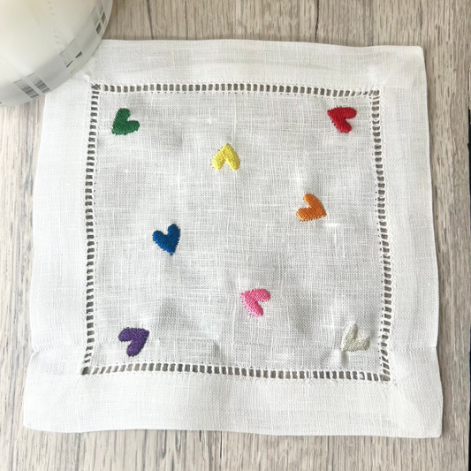Rainbow Hearts Cocktail Napkins