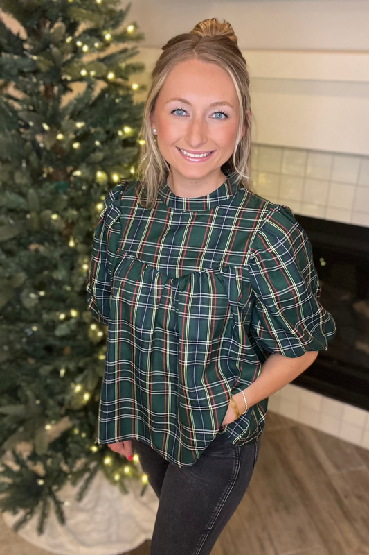 Green Plaid Top