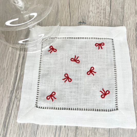 Red Bow Cocktail Napkins