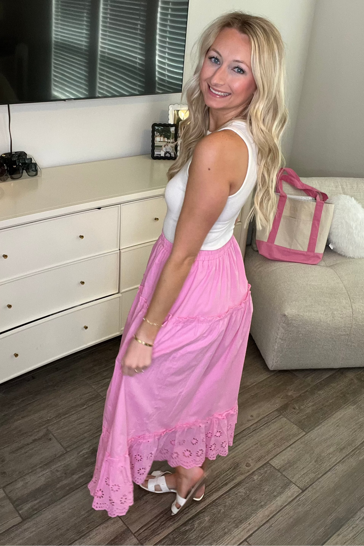 Bubblegum Eyelet Skirt