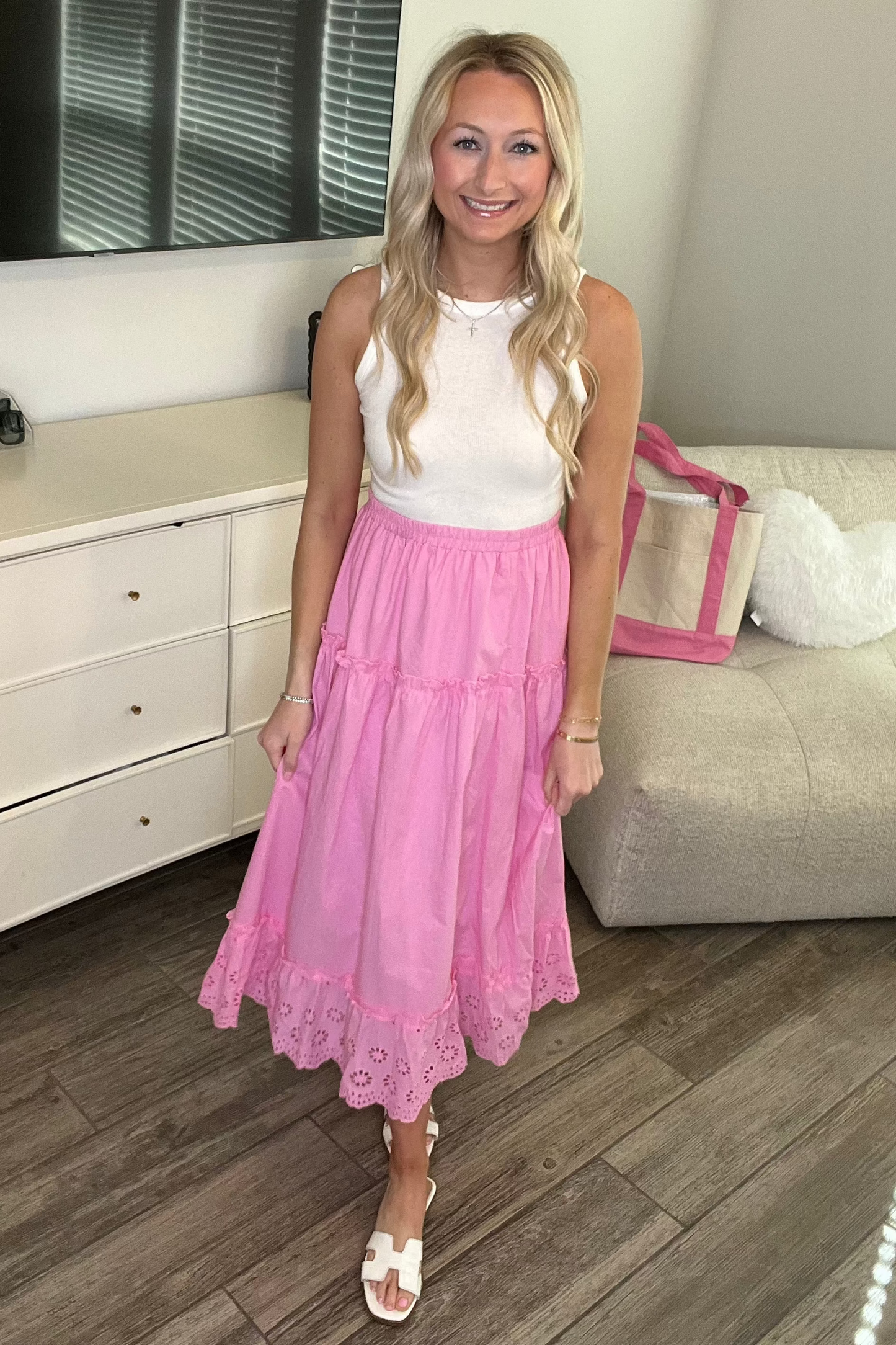Bubblegum Eyelet Skirt