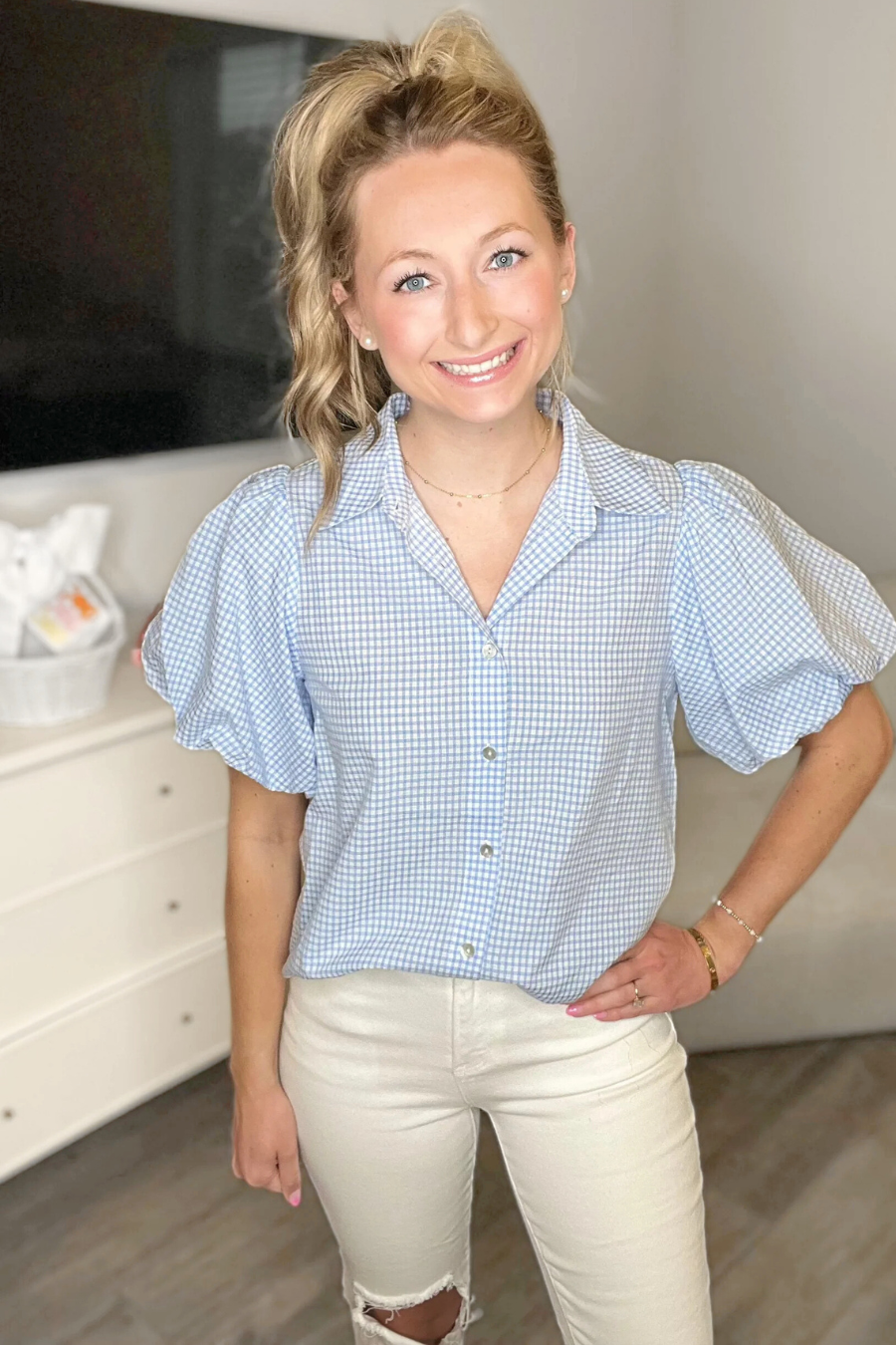 Blue Checkered Top